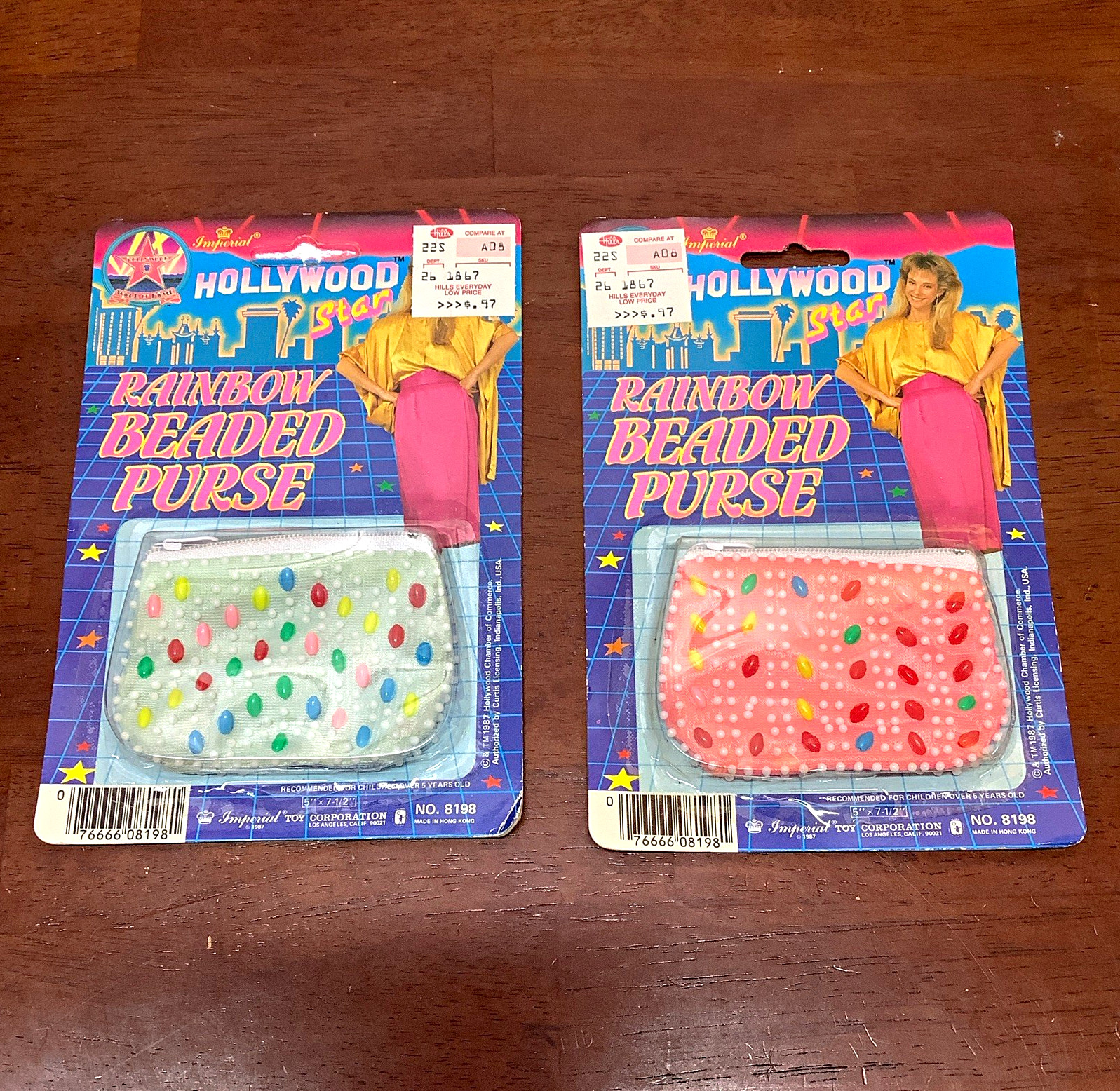 Vintage 1993 Imperial Hollywood Star Rainbow Beaded Purse Lot of 2 NOS Vintage 1993 Imperial Hollywood Star Rainbow Beaded Purse Lot of 2 NOS