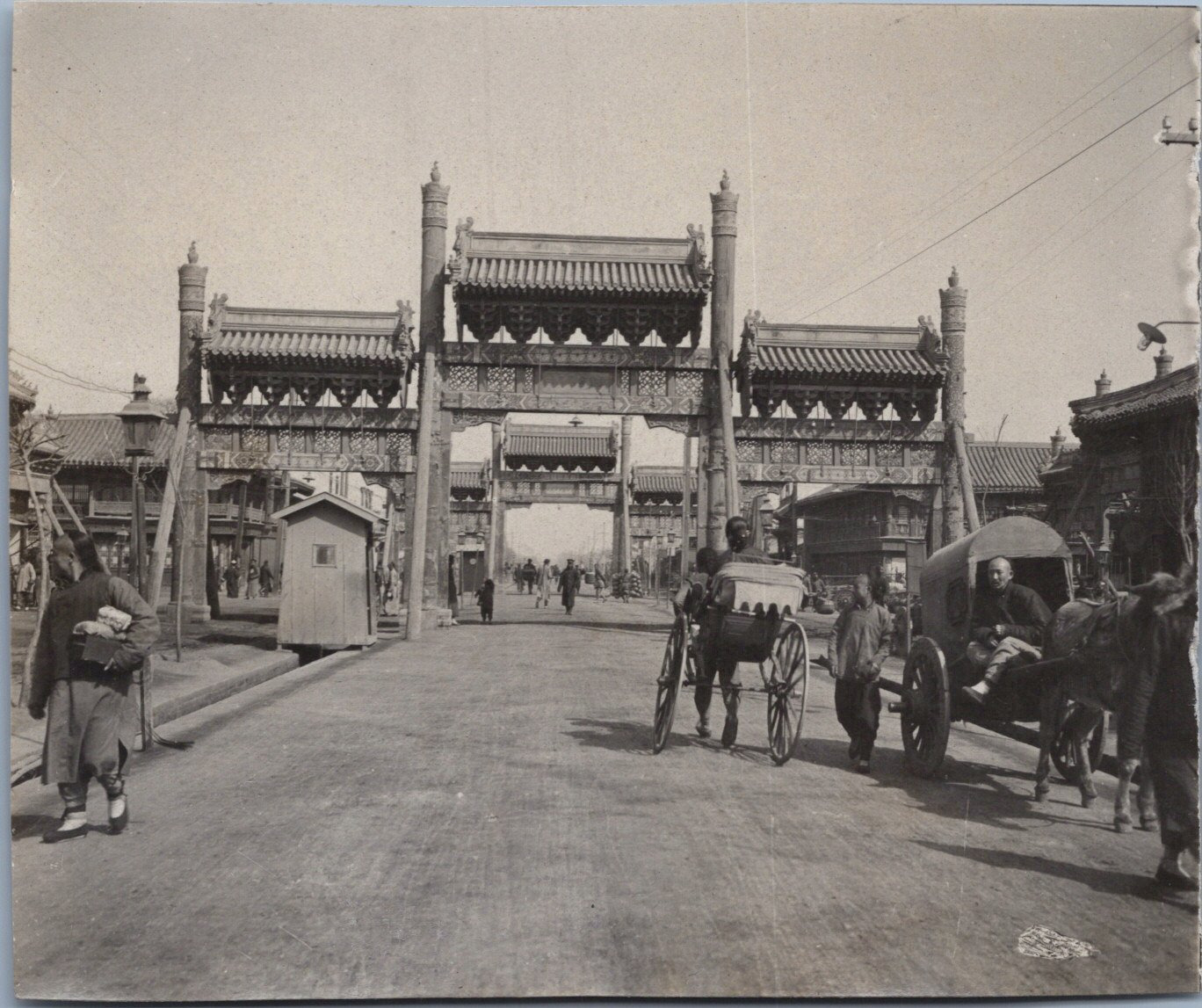 China, Beijing, Door, Vintage Print, ca.1910 Vintage Print Era Print
