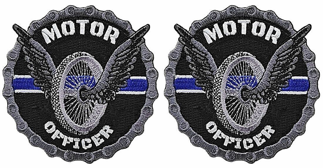 MOTOR OFFICER TROOPER POLICE Thin Blue Line Wheel Patch | 2PC Hook 3\