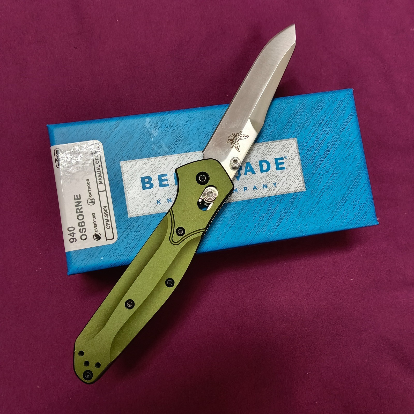 Benchmade Osborne 940 Green Aluminum CPM-S30V BLADE 3.4\'\' Folding Knife