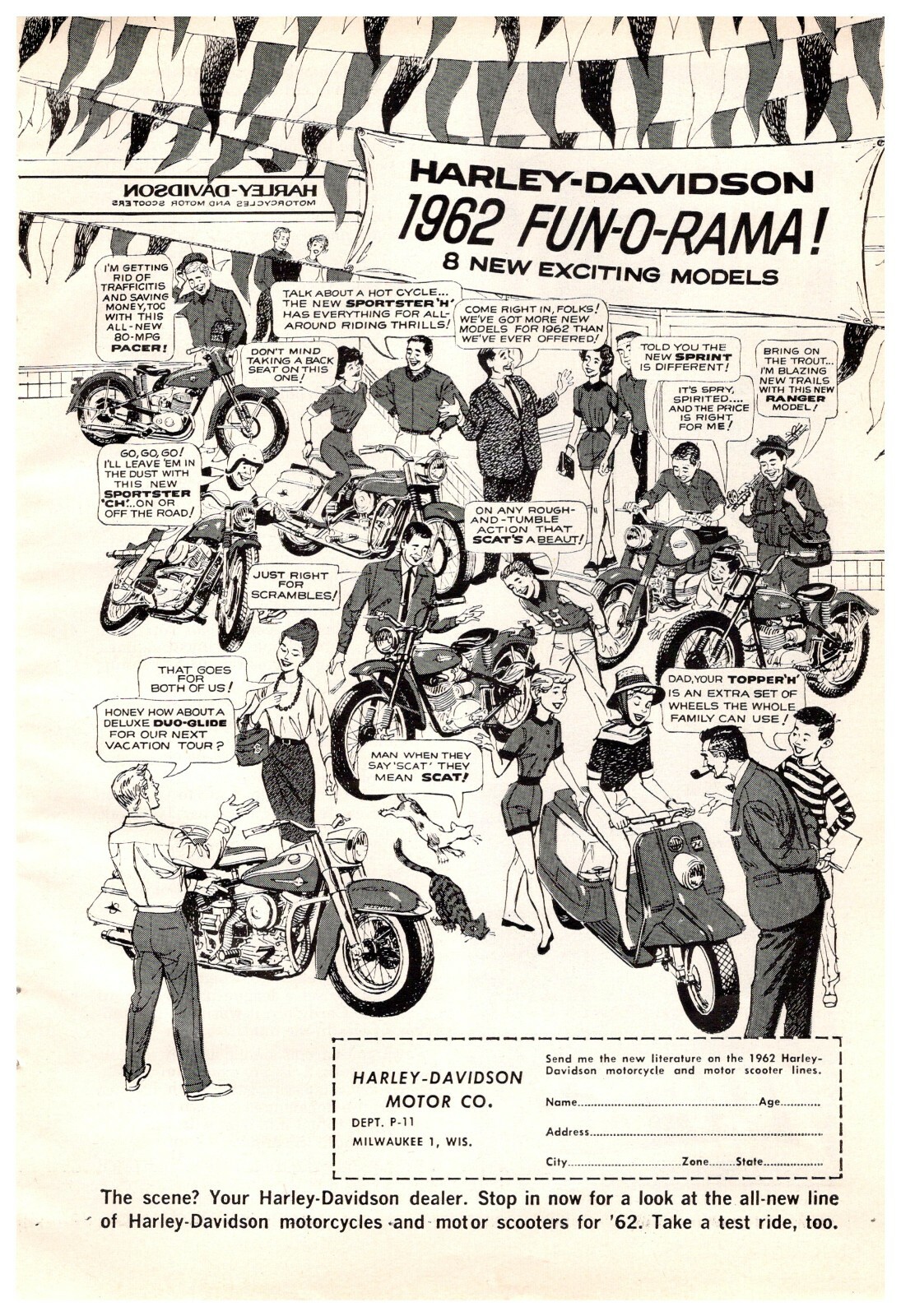 HARLEY DAVIDSON 1962 FUN-O-RAMA MOTORCYCLE 1960\'s 6.25\
