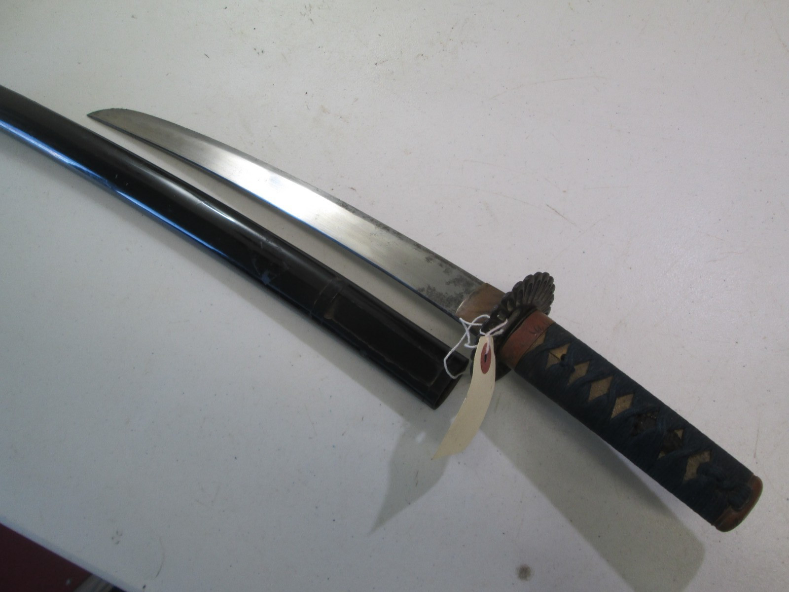 ANTIQUE JAPANESE SAMURAI WAKIZASHI SWORD-MASAYOSHI-SIGNED TANG-UNUSUAL SHAPE J26