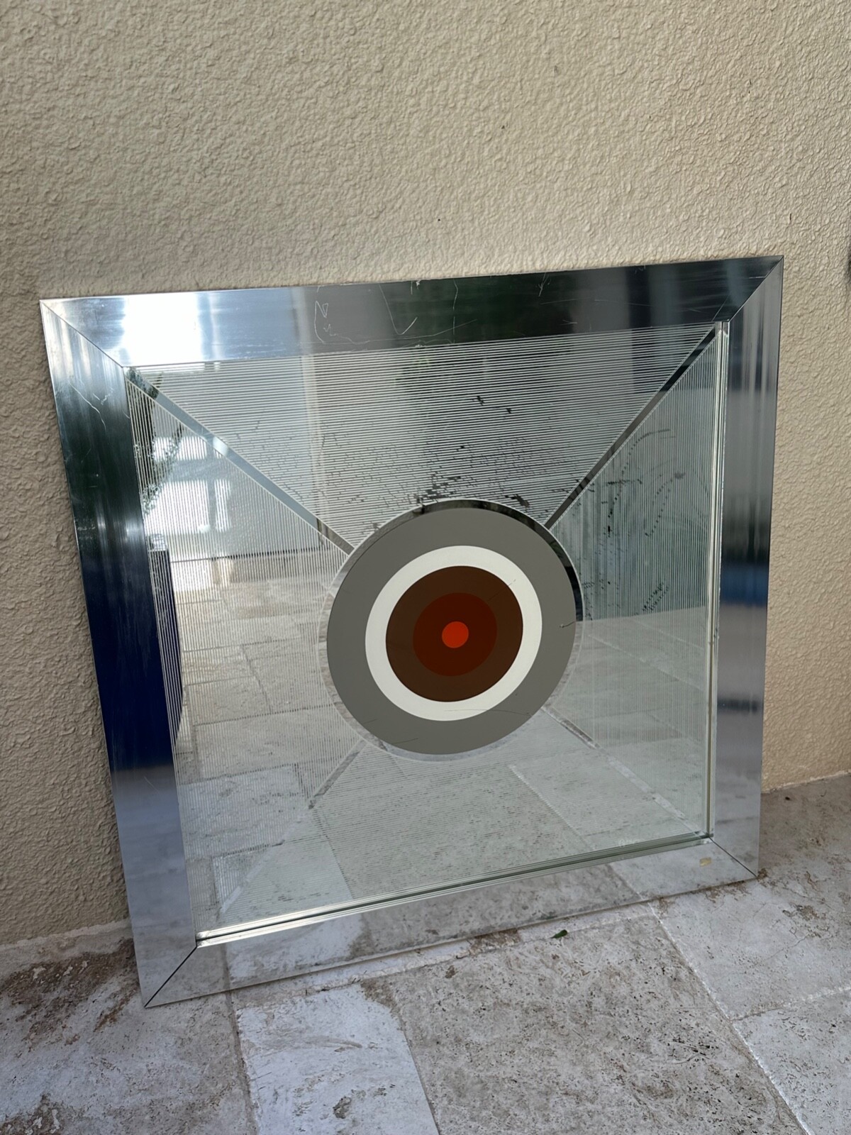 XL Vintage Modern Mod Op Art or Pop Art Mirror by Greg Copeland Style #891