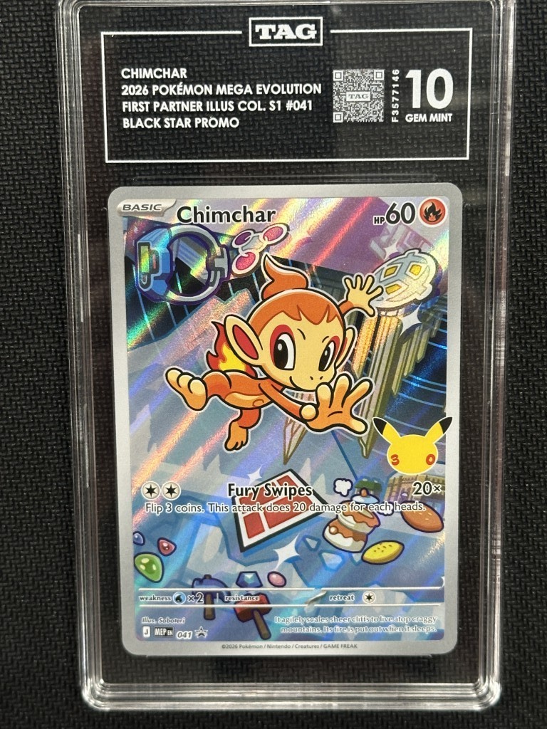 Chimchar 2026 First Partner Illustration Collection Black Star Promo TAG 10 PSA