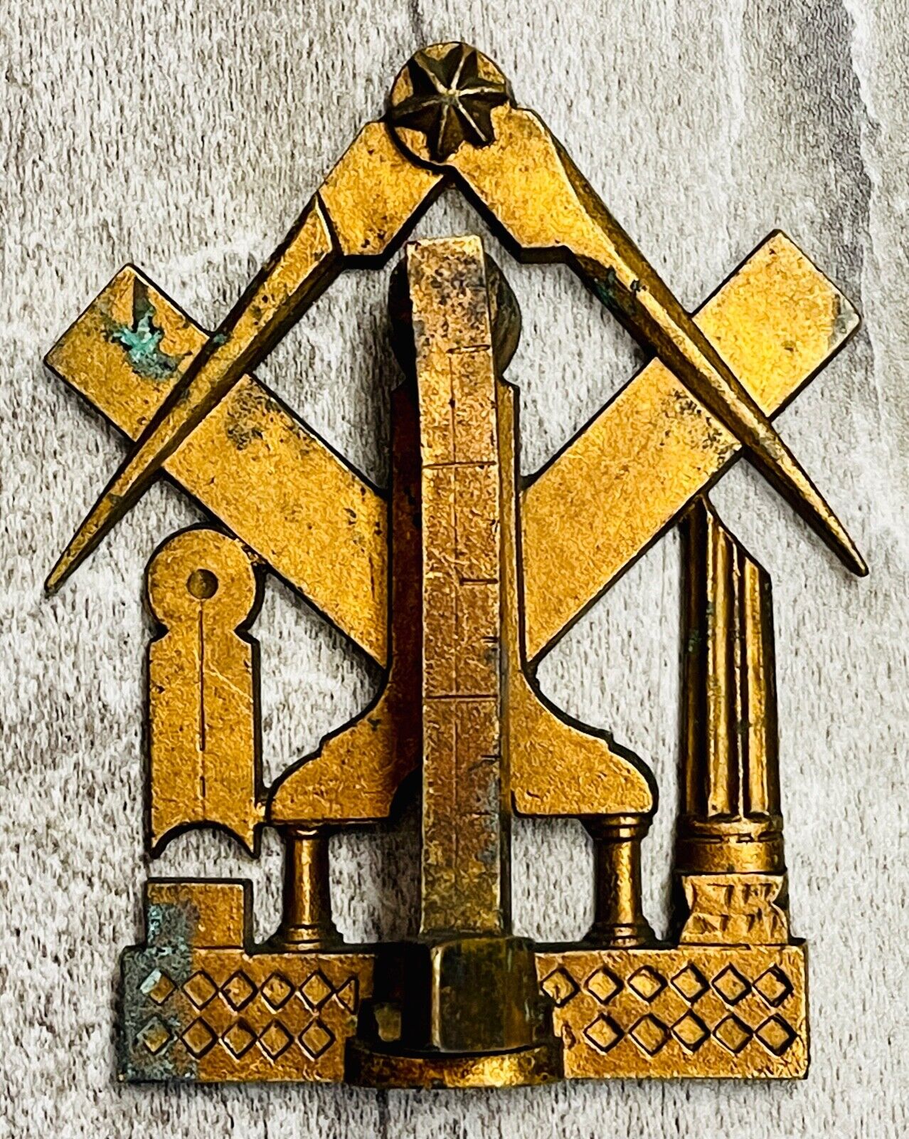 Vintage Antique Masonic Free Mason Bronze Door Knocker From Grand Masonic Lodge