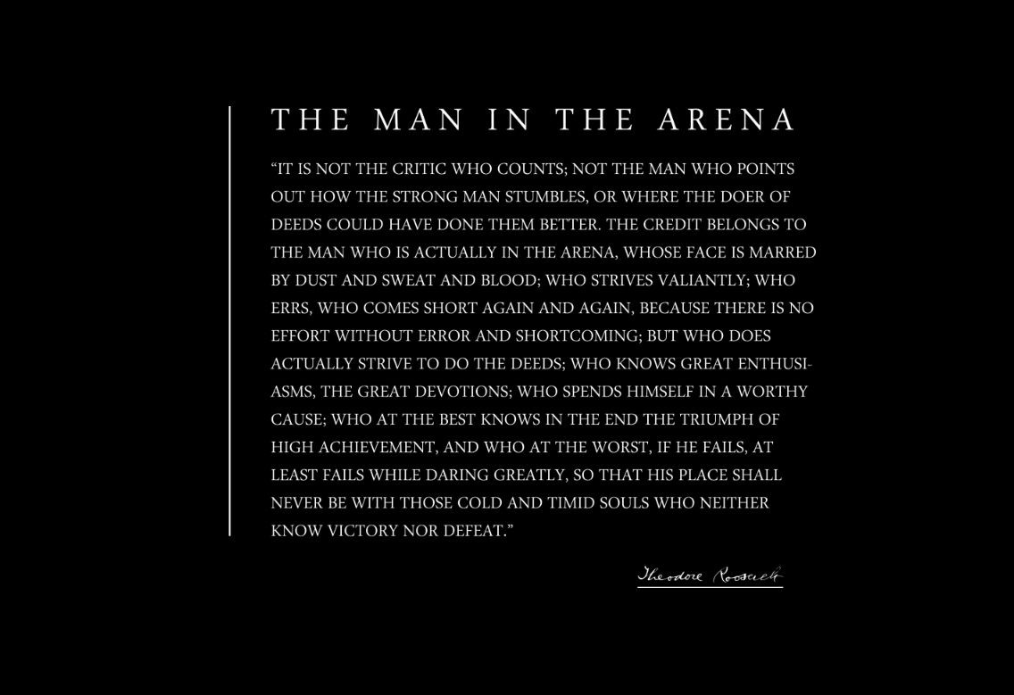 Theodore Teddy Roosevelt 13x19 Poster With the Man in the Arena Quote White Text