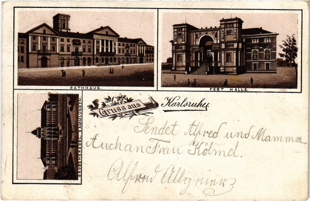 PC GERMANY 1897 VORLAUFER LITHO GRUSS AUS KARLSRUKEY (a149)
