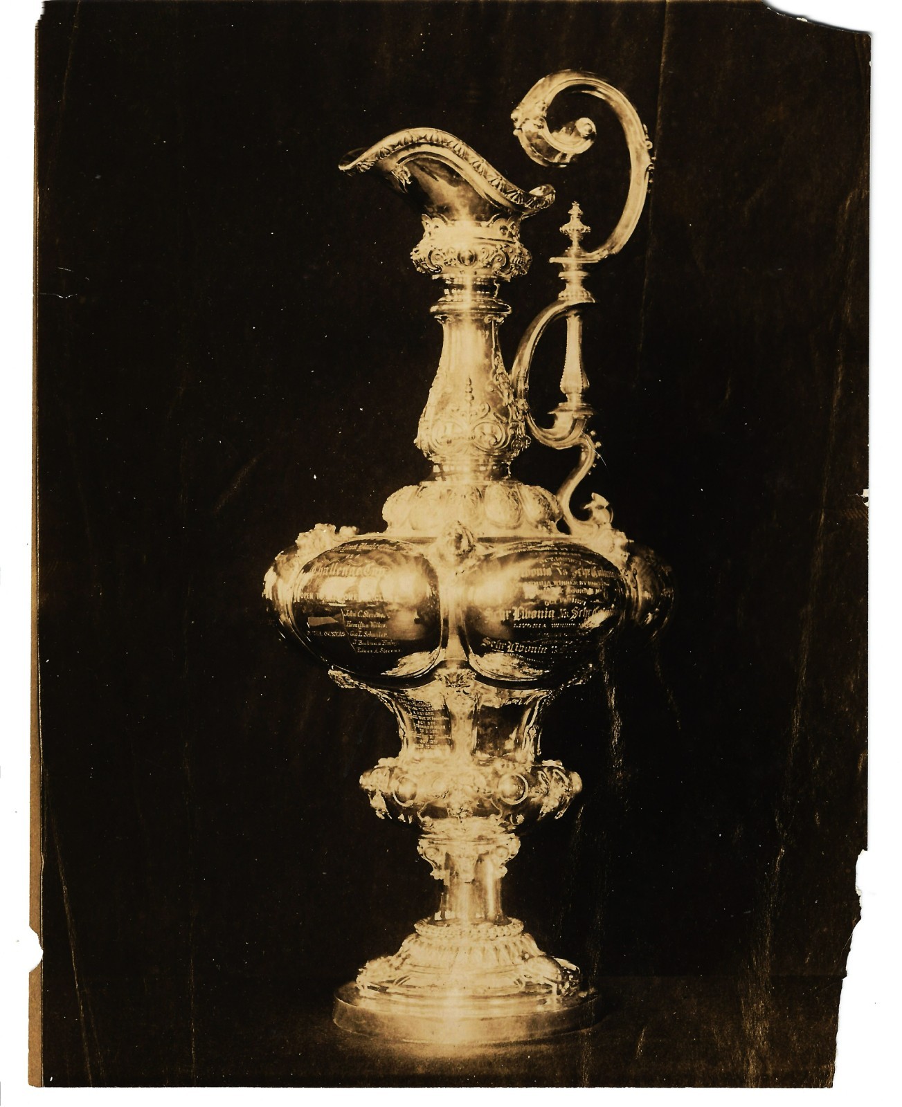 Antique ORIG 1895 GLASS NEGATIVE + PHOTO America\'s Cup New York Yacht Club NYYC