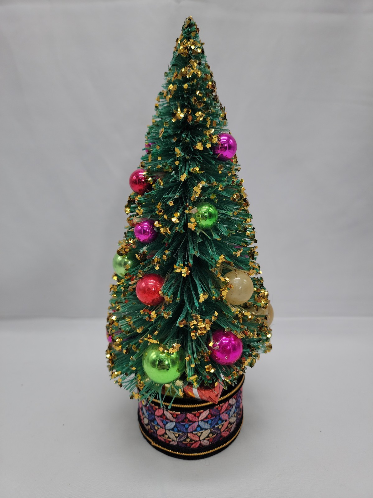 Vintage Holt Howard Bottle Brush Tree With Mercury Glass Ornaments 10.5\