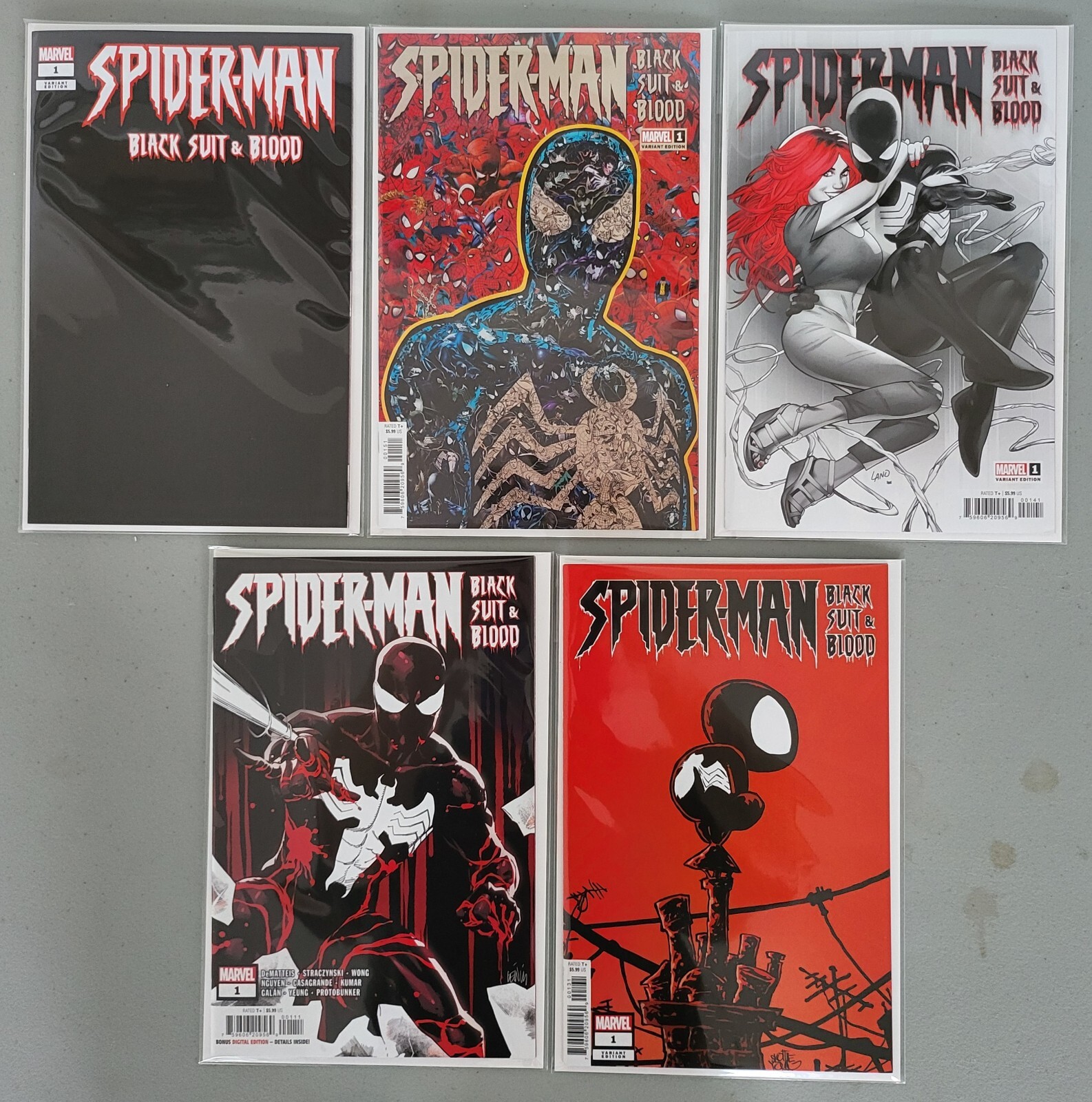 Spider-Man: Black Suit & Blood #1 Lot NM or better, 5 Covers (Marvel 2024), 1st