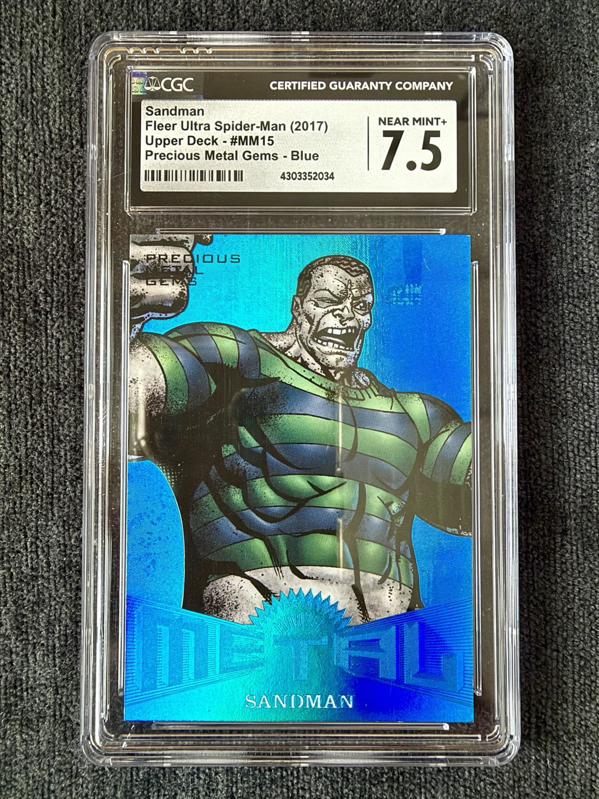 Sandman - 2017 Fleer Ultra Marvel Spider-Man #Mm15 Precious Metal Gems Blue /49