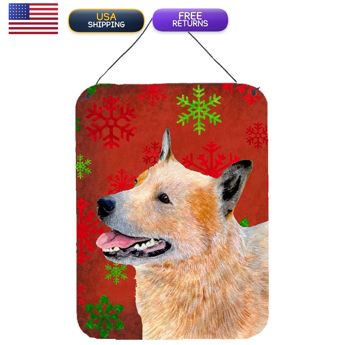 Caroline\'s Treasures LH9317DS1216 Australian Cattle Dog Red Green Snowflakes Caroline\'s Treasures LH9317DS1216 Australian Cattle Dog Red Green Snowflakes
