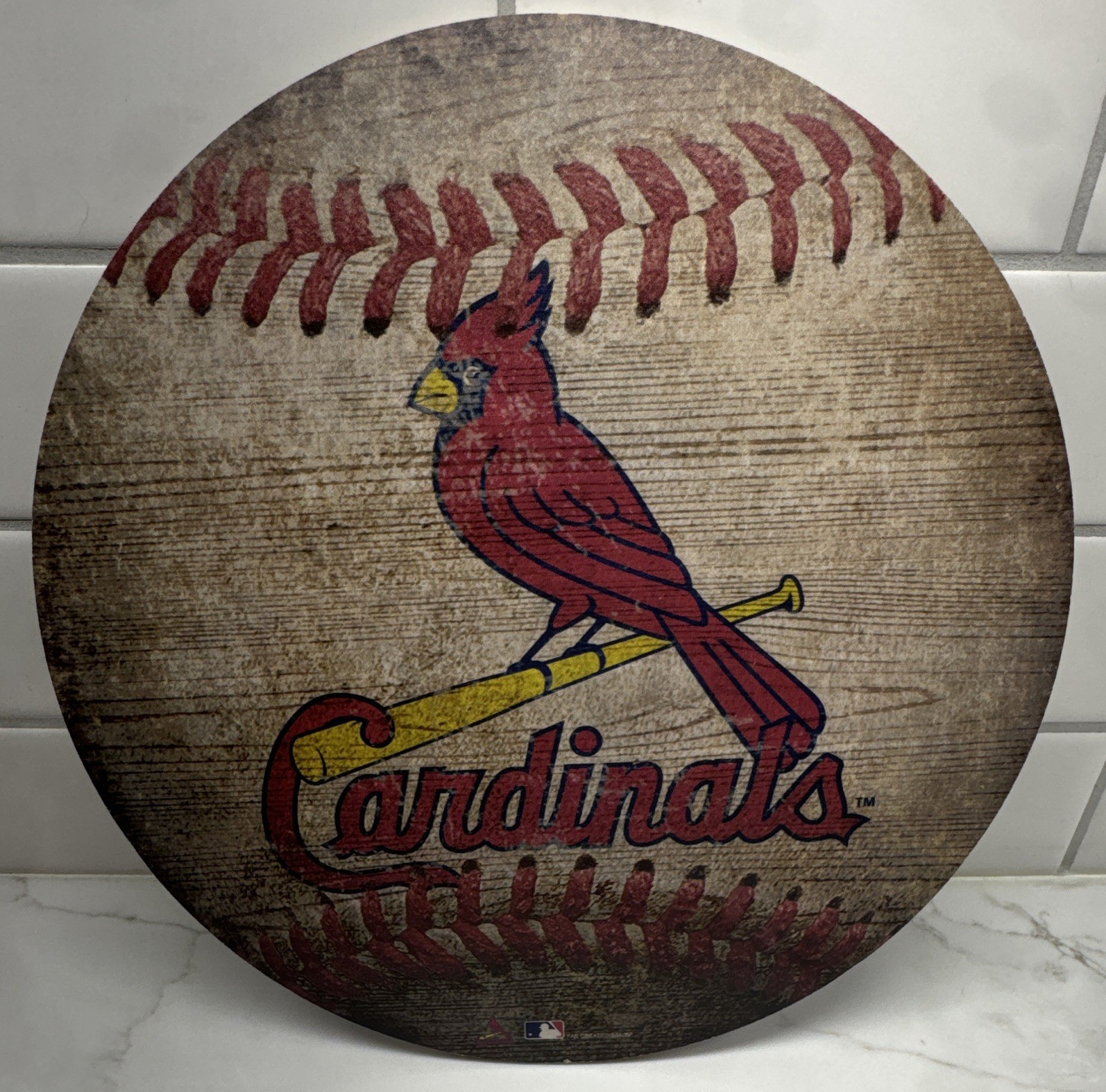 MLB St. Louis Cardinals Round Wood Wall-Mounted Plaque Baseball Logo