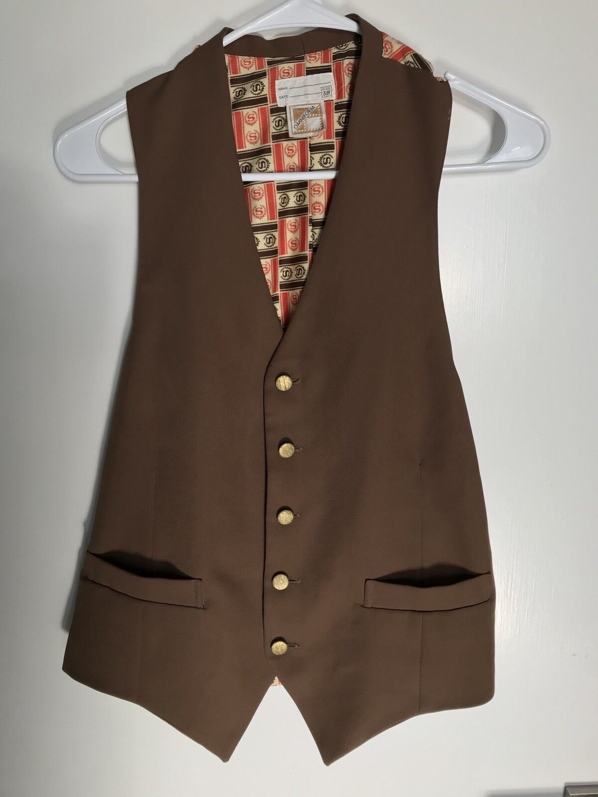 Vintage Sheraton Hotel Employee Vest 1960s Polyester Size 38 Omniform