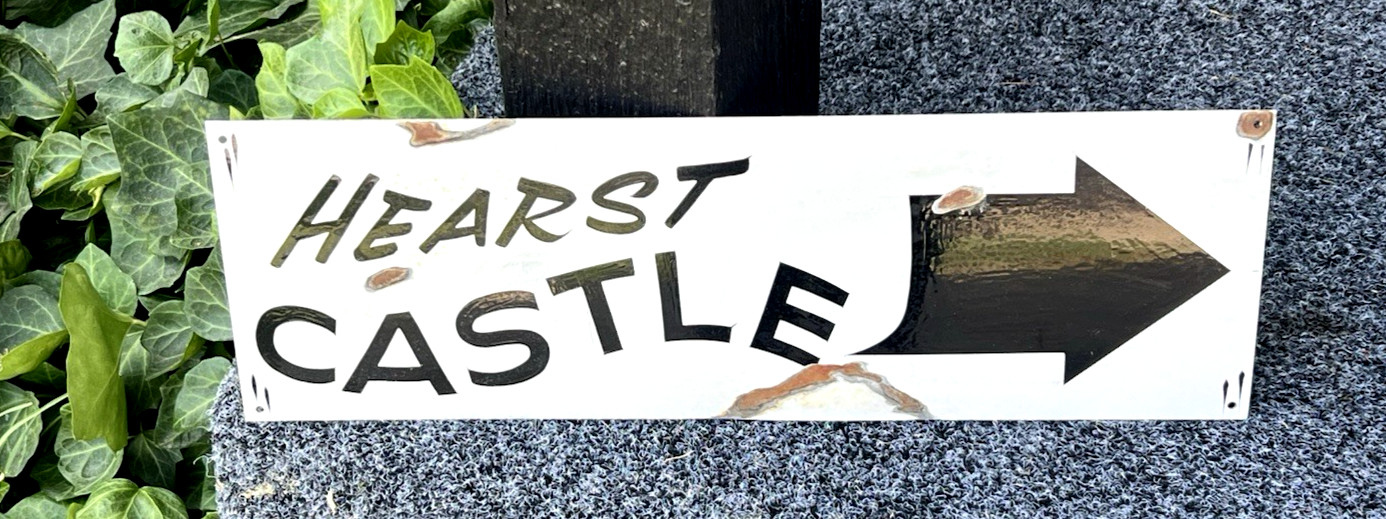 Vintage Rustic Hand Painted Hearst Castle Directional Mile Road Street Sign