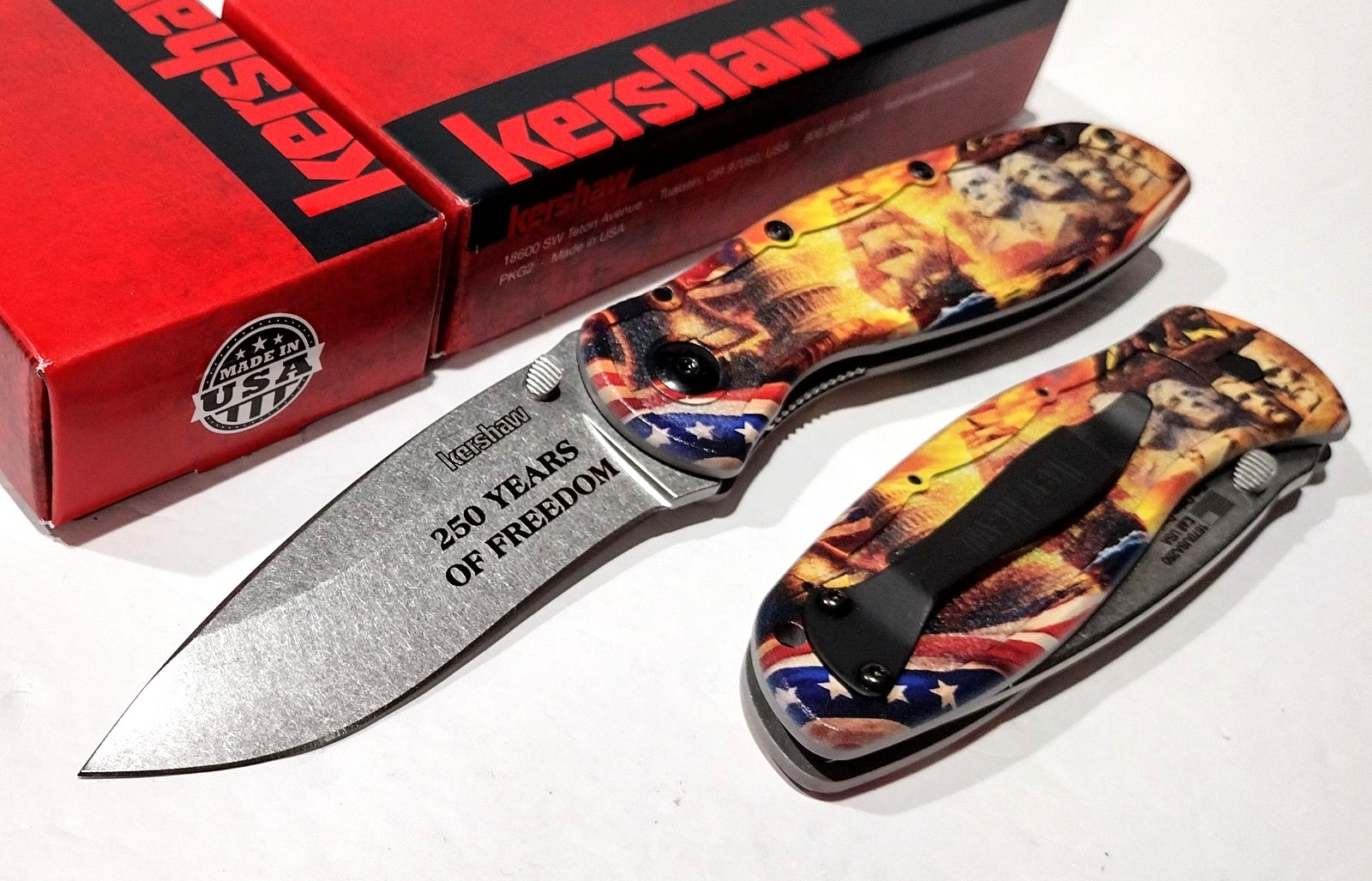 KERSHAW USA Blur KS1670 America 250th Anniversary A/O Folding Pocket Knife KERSHAW USA Blur KS1670 America 250th Anniversary A/O Folding Pocket Knife