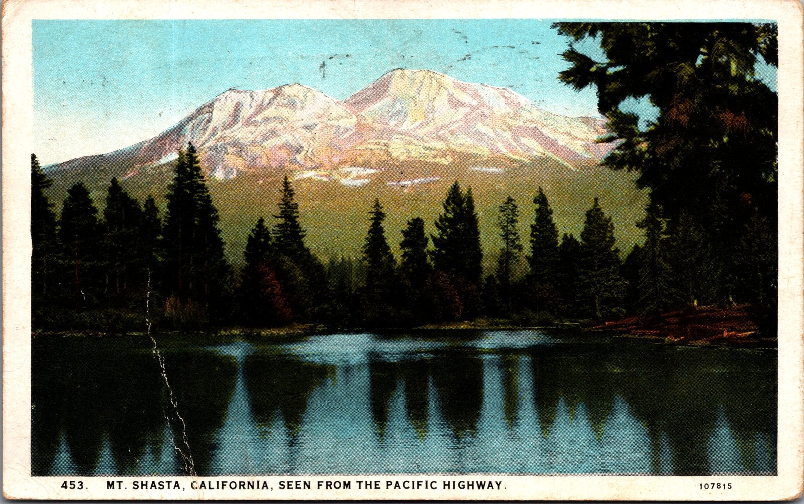 1928 Mt. Shasta California Pacific Highway View Postcard