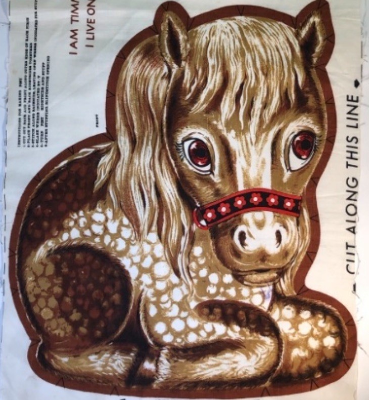 RARE Vintage 70s UNCUT Brown Horse Timmy the Pony Craft Fabric Panel Farm Pillow RARE Vintage 70s UNCUT Brown Horse Timmy the Pony Craft Fabric Panel Farm Pillow