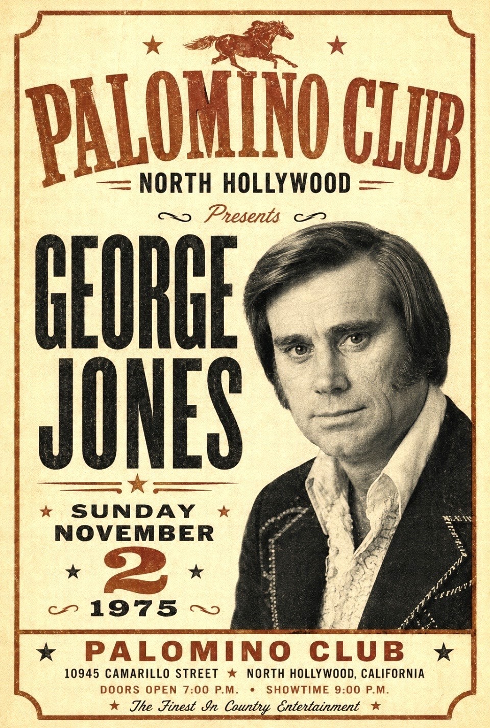 George Jones  Poster PALOMINO CLUB North Hollywood November 2, 1975