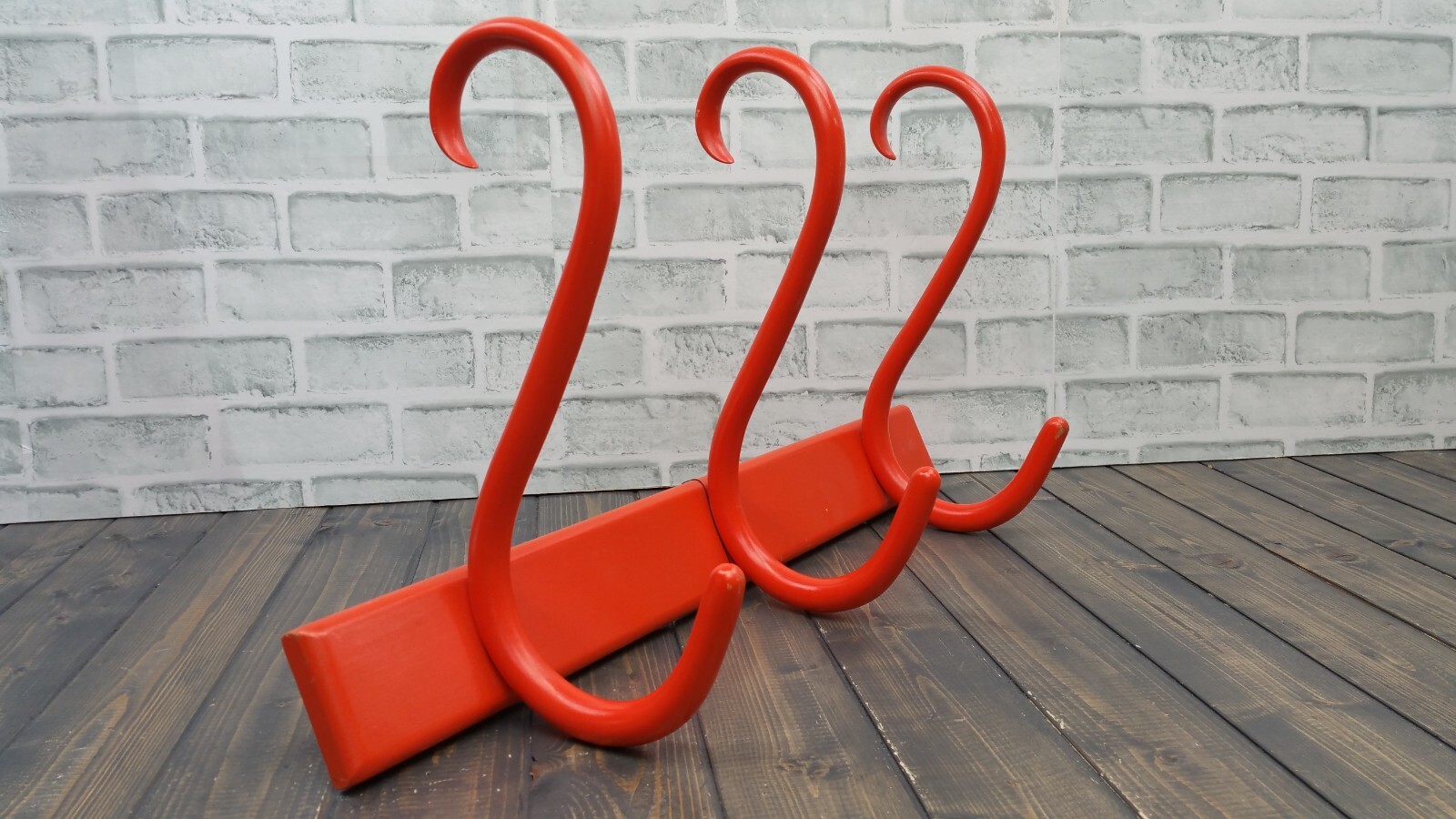 1960\'s AKITA MOKKO Japan Bentwood ORANGE Hanger Rack Wall Hanging Retro Style