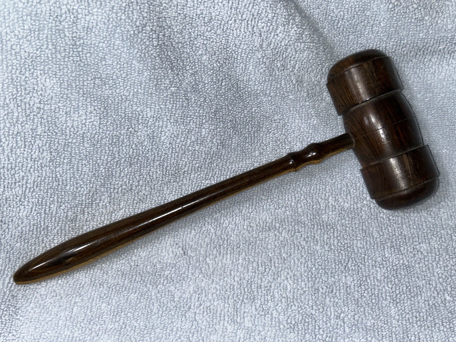 Judges or Auctioneers Wooden Gavel Vintage Hand Carved Lathe Made 10-1/2” Long
