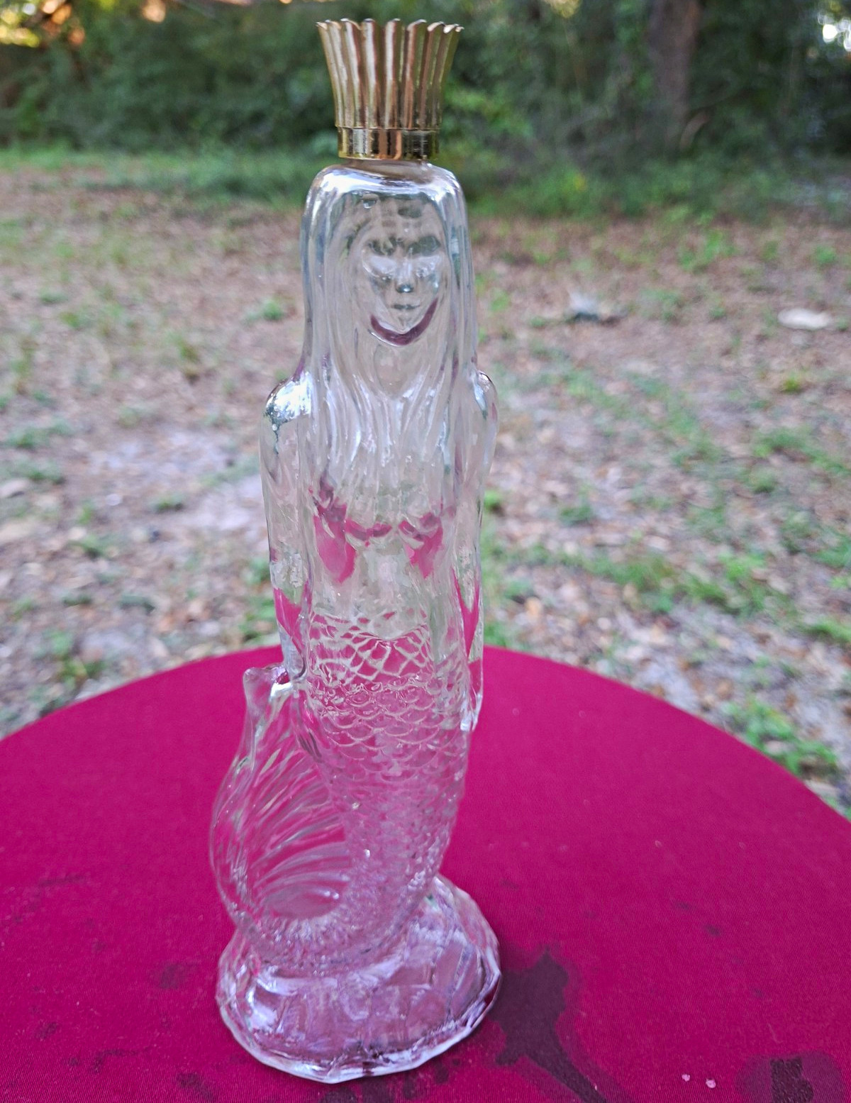 Vintage 1970s Avon Sea Maiden Mermaid Glass Bottle Decanter Skin So Soft Empty