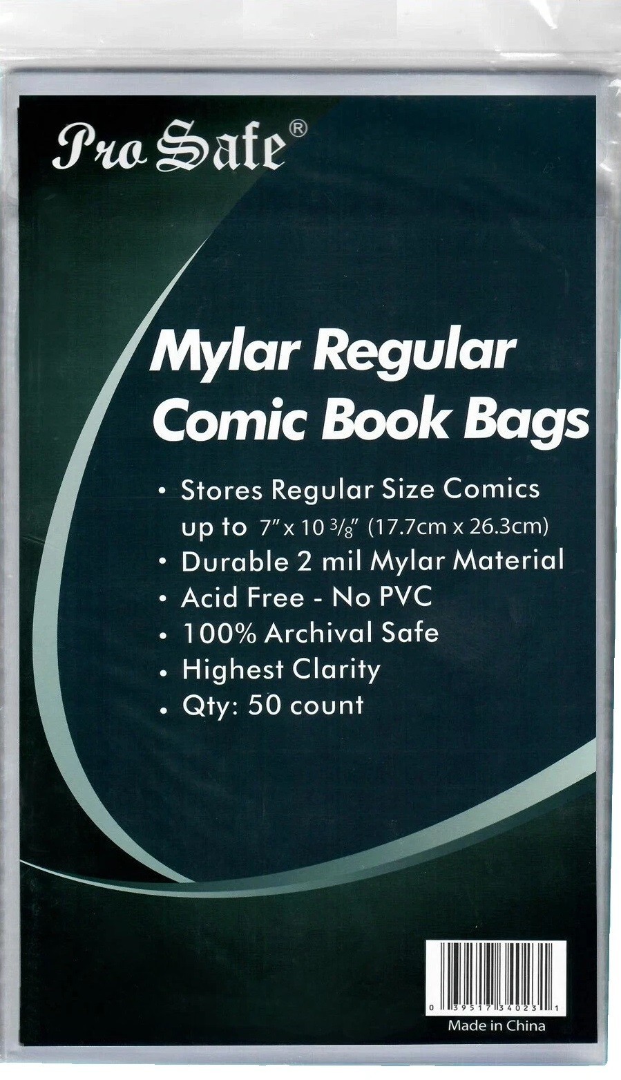 (50-Pack) Pro Safe Regular Size Comic Mylar Bags 7