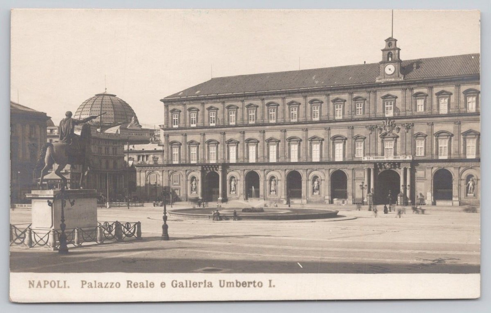 Postcard Naples Italy Palazzo Reale Galleria Umberto 1910s RPPC View