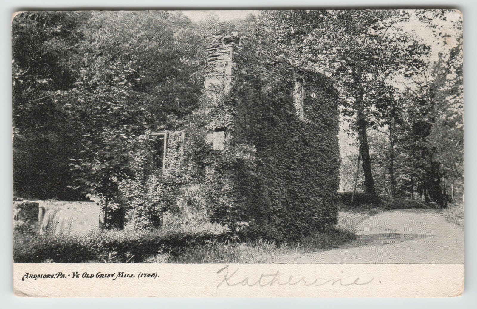 Postcard Vintage 1909 Ye Old Grist Mill in Ardmore, PA