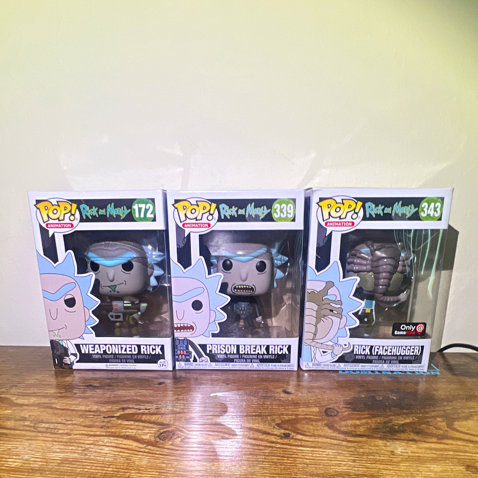 Rick and Morty Rick (damaged face hugger Rick) Figures #172 #339 #343 (3)