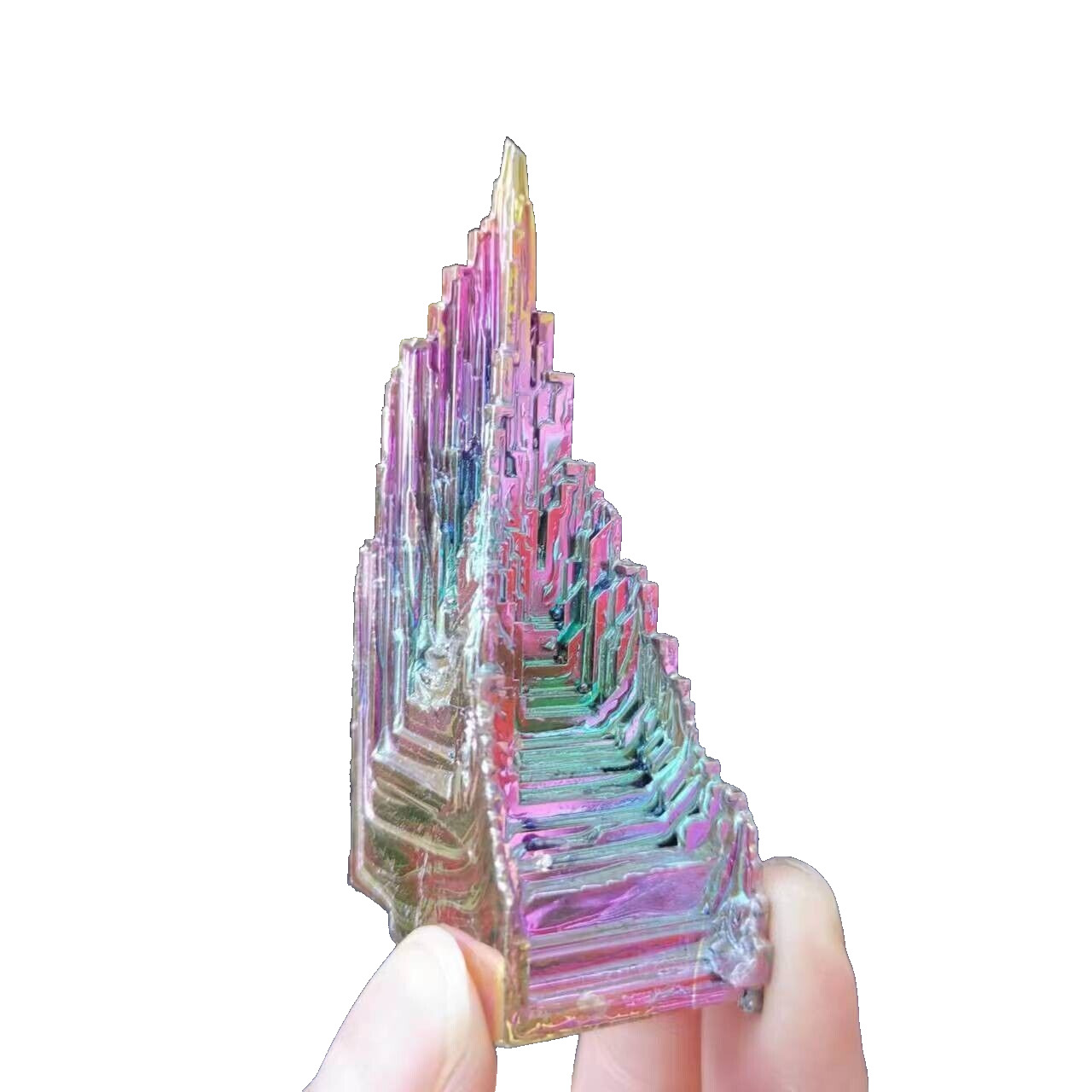 Lot 2kg Rainbow Aura Titanium Bismuth Tower Obelisk Quartz Rock Crystal Cluster