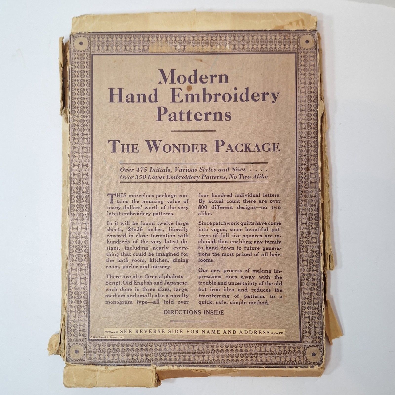 Vtg 1930s Wonder Package Modern Hand Embroidery Patterns Near Complete See Pics
