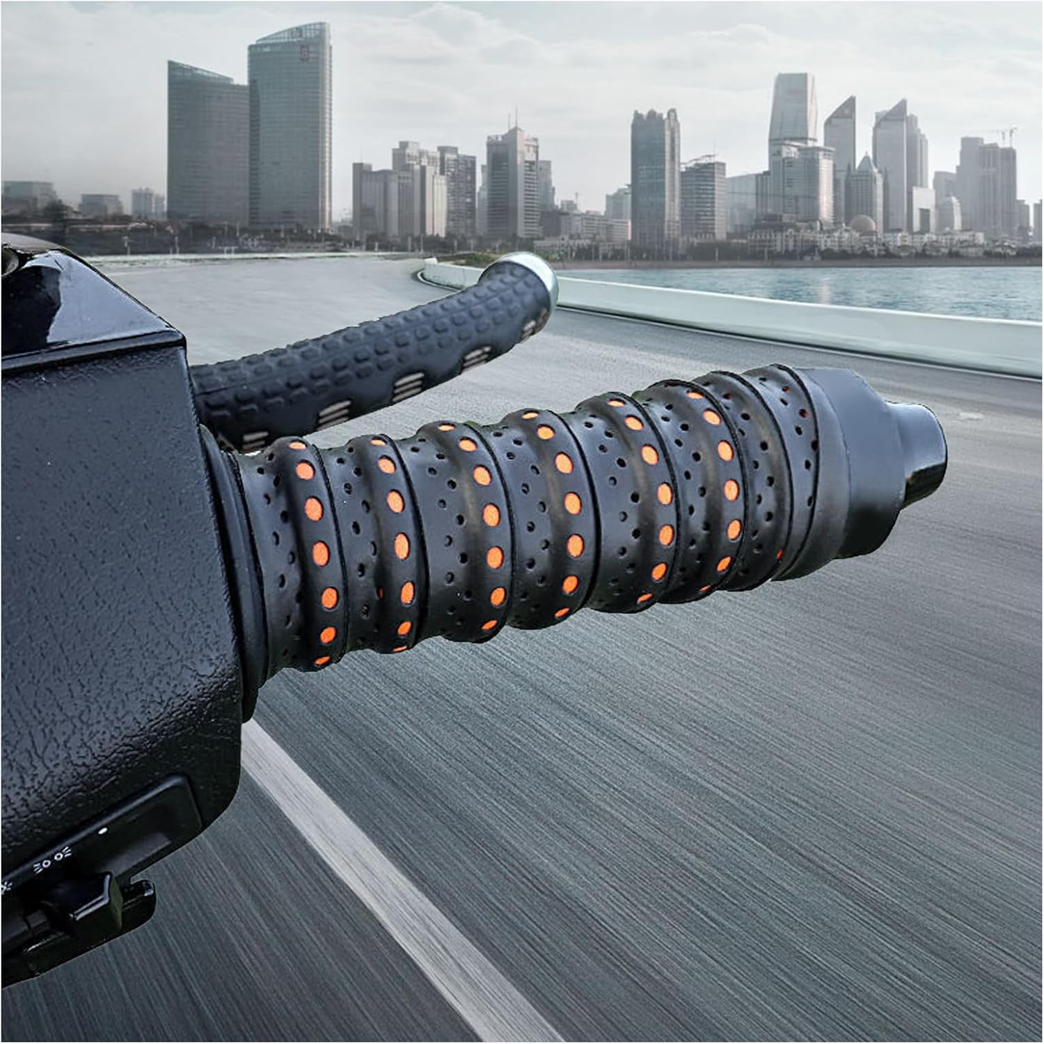 2PCS 3.6Ft Wrap-Around Motorcycle Grips,Anti-Slip Motorcycle Handlebar Grips wit