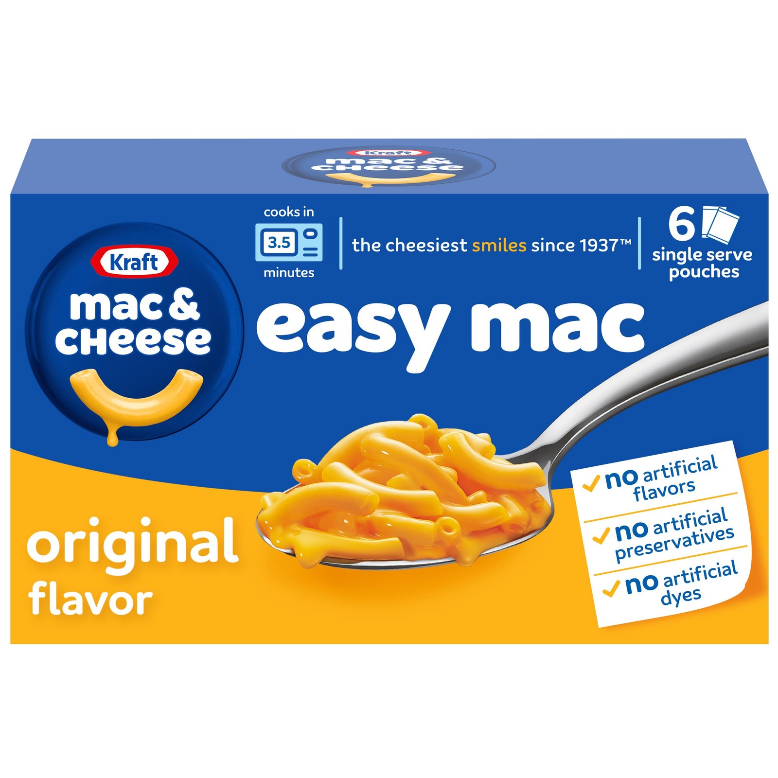 Kraft Easy Mac Original Flavor Macaroni and Cheese Meal (6 Pouches) 6 Pouches