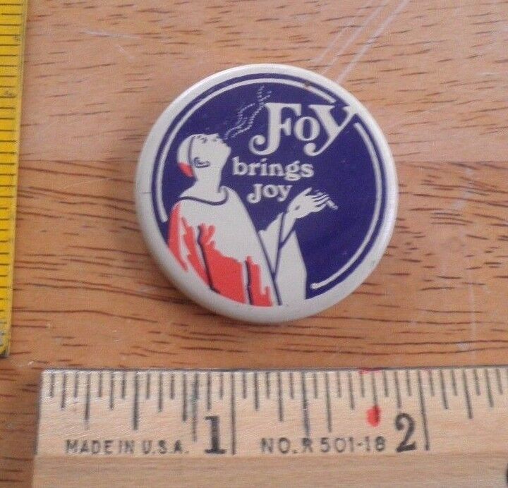 FOY brings Joy vintage cigarette pinback button art noveau