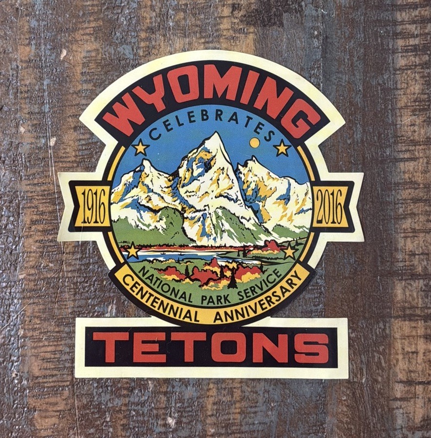 Wyoming Tetons Centennial 1916-2016 National Park Souvenir Decal Sticker