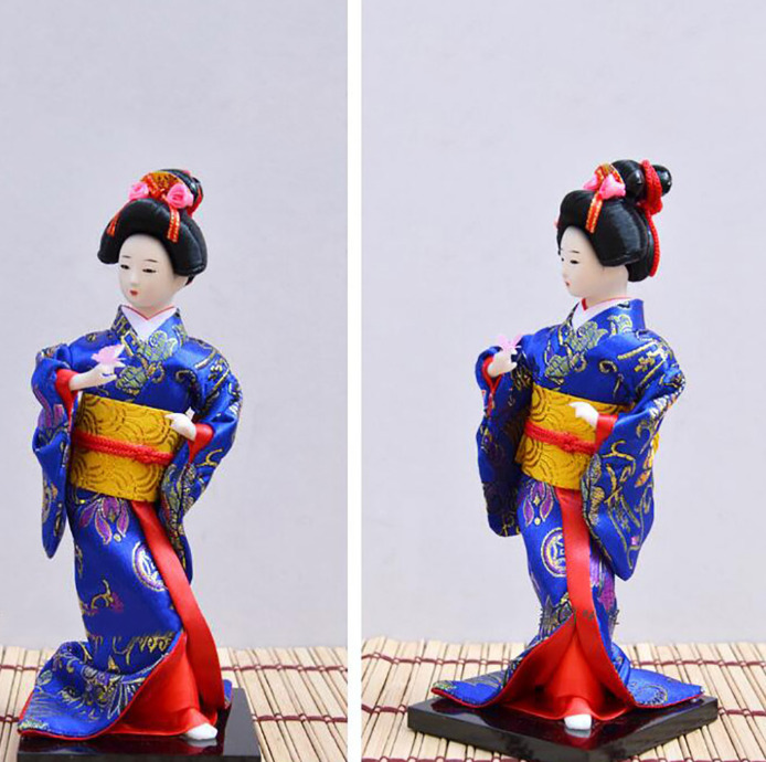 Oriental Japanese Brocade Kimono Kabuki Doll Geisha Figure Figurine Statue craft