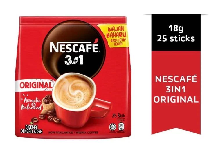 NESCAFÉ 3in1 Original Sticks 50x 18g Each - Premium Coffee, Instant Black Coffee NESCAFÉ 3in1 Original Sticks 50x 18g Each - Premium Coffee, Instant Black Coffee