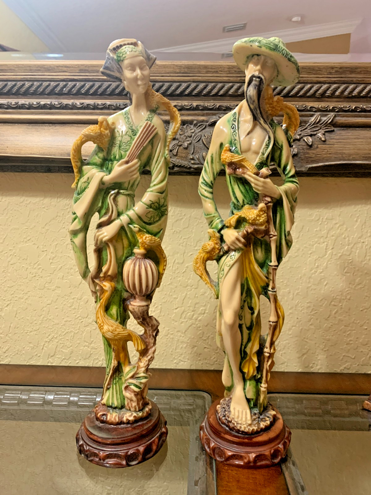 Set of Two Vintage Chinese Oriental Man and Woman Statues – 19\
