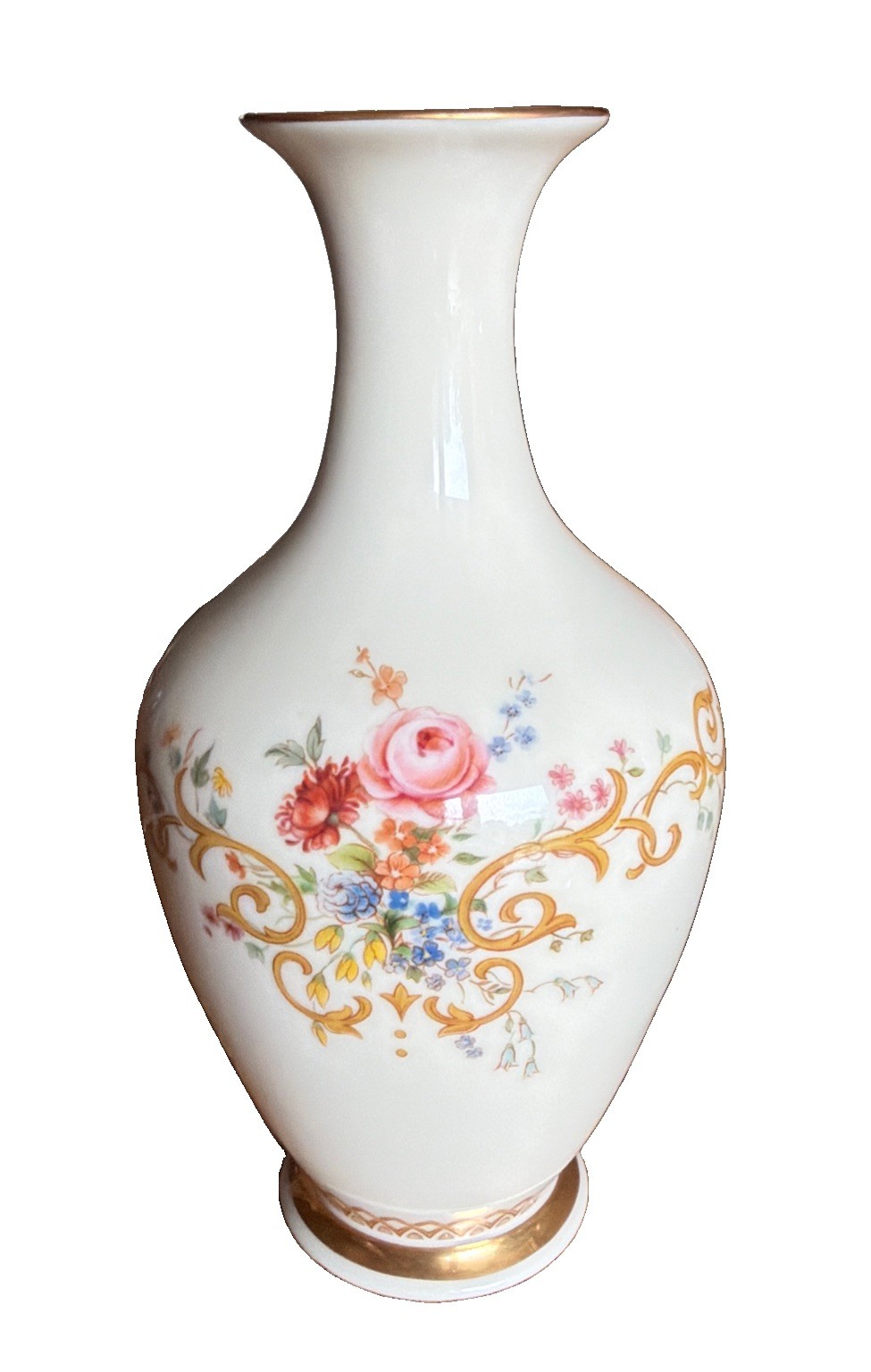 Vtg LENOX Floral Porcelain Bud Vase “Queen\'s Garden” 24k Gold Trim Made In USA