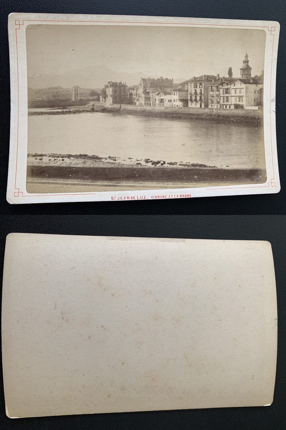France, Saint-Jean-de-Luz, Ciboure et la Rhune Vintage Albumen Print, Cabi Card