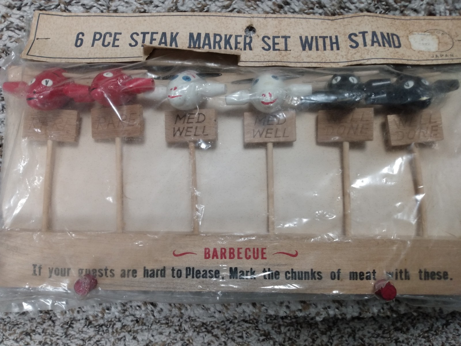Vintage 1950s/1960s Japanese Wooden Barbecue Steak Markers Set of 6 Japan Vintage 1950s/1960s Japanese Wooden Barbecue Steak Markers Set of 6 Japan