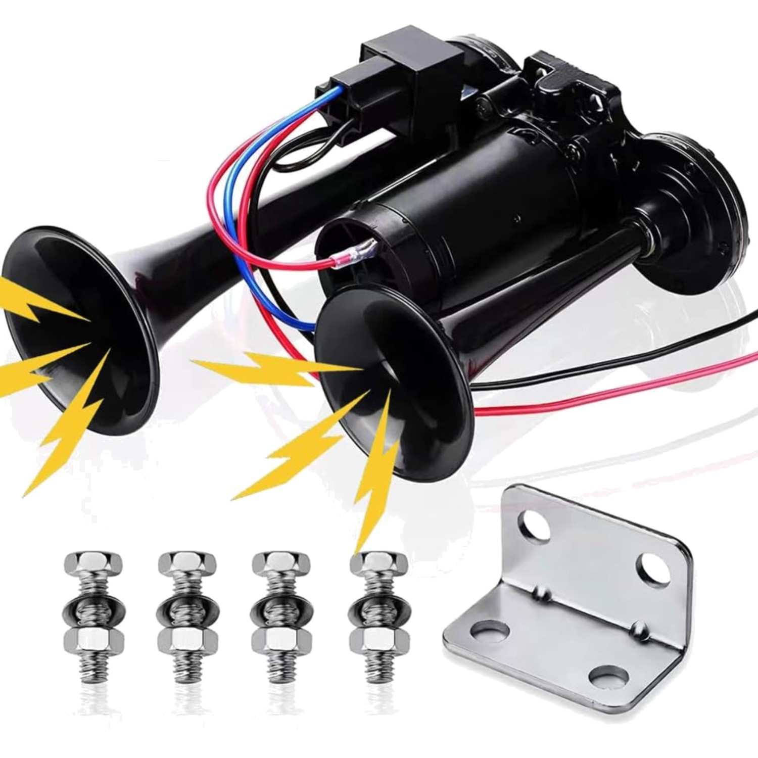 12V 600DB Super Loud Dual Electric Air Horns Kit with Compressor Applicablefo...