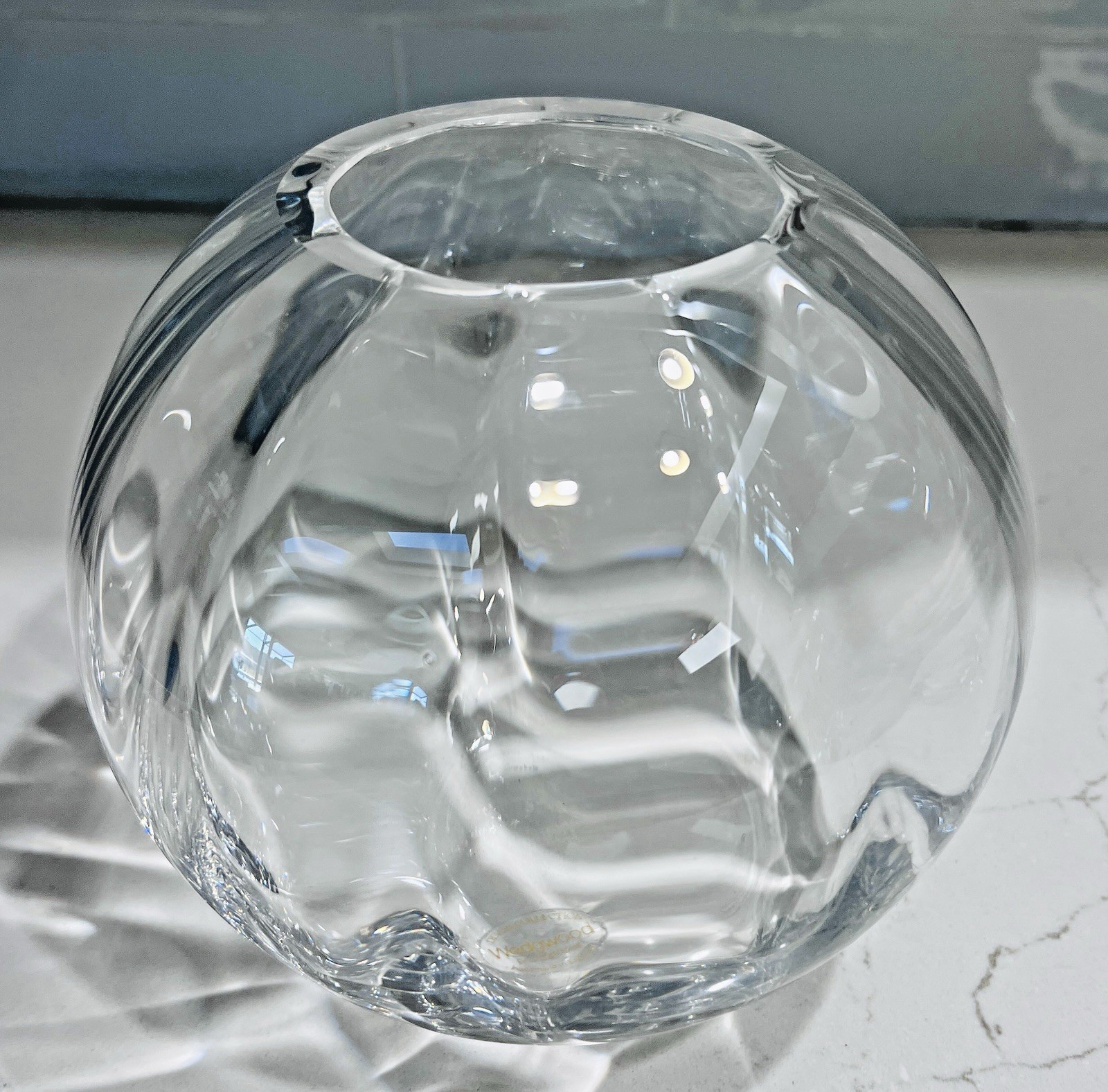 Vtg Wedgwood Devon Collection Lead Crystal Rose Bowl Quality Heavy Vase 6\'\' EUC