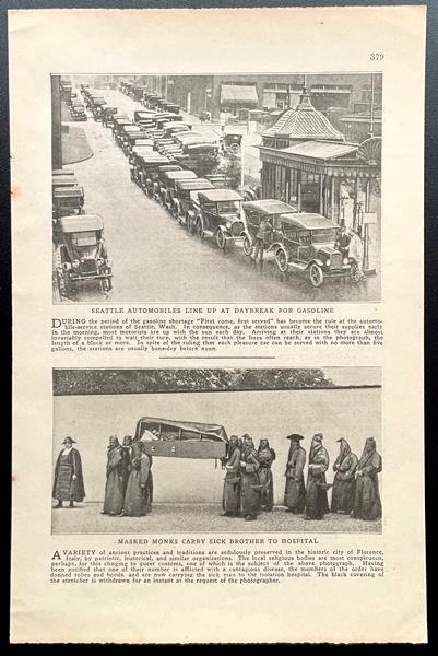 “Seattle Automobiles Line Up at Daybreak for Gasoline” Shortage 1920 pictorial
