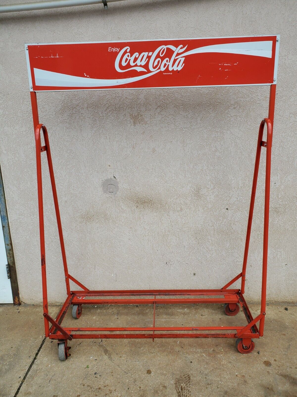  Vintage Drink Coca Cola Metal Sign Rolling Cart Case 6 pack display B