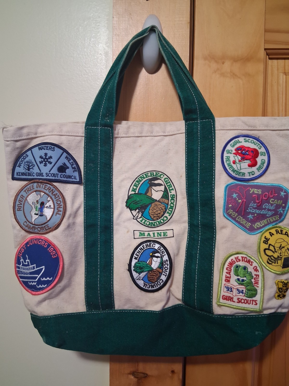 Vintage 90s Girl Scout Canvas Tote Bag w/ 18 Patches – Maine Council
