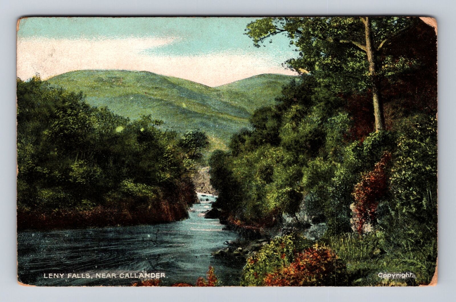 Callander Scotland, Leny Falls Scenic View, Antique, Vintage c1909 Postcard