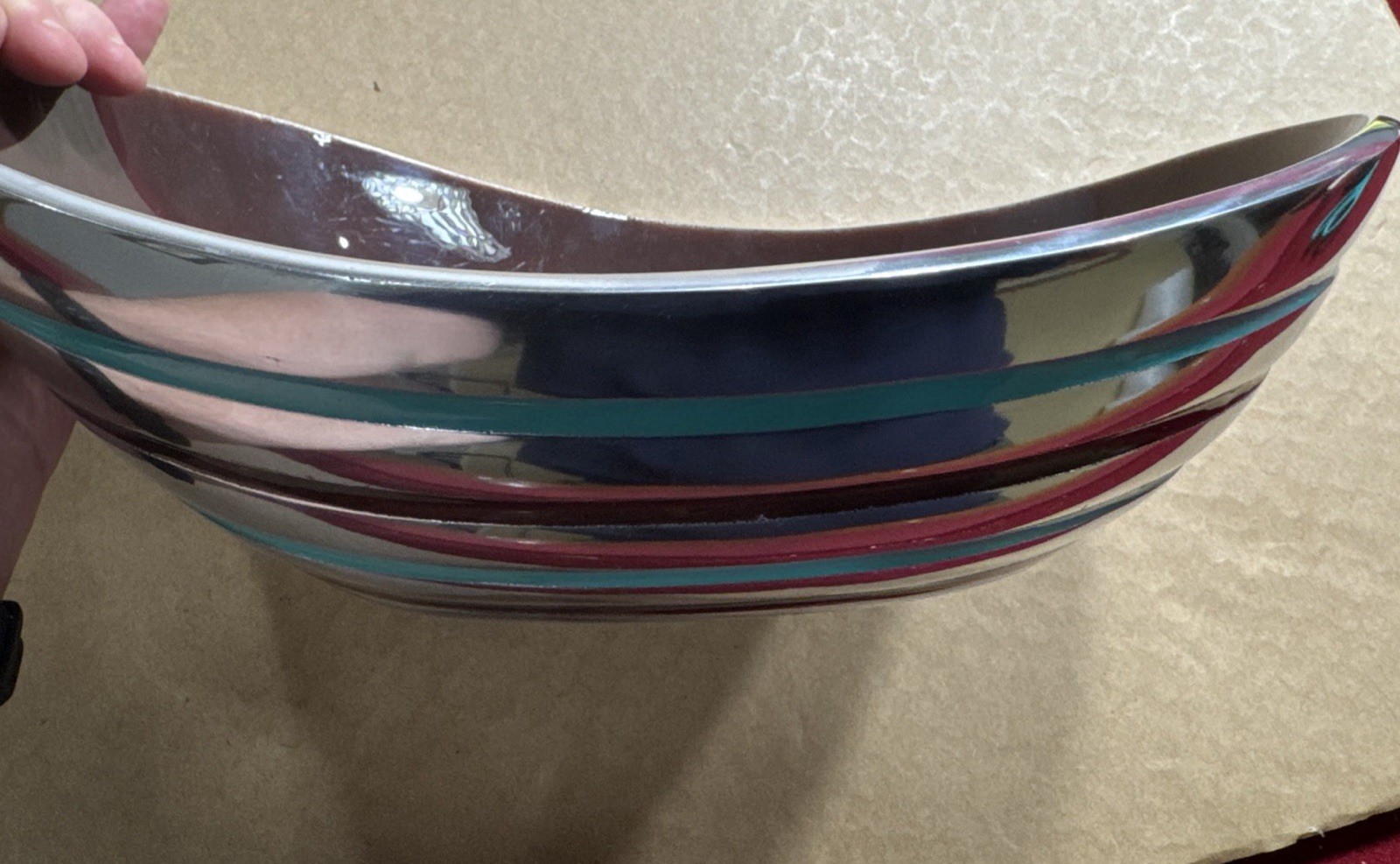 RLM Home Robert Lee Morris Wave Bowl Vintage Stripes - Brown Interior Metal