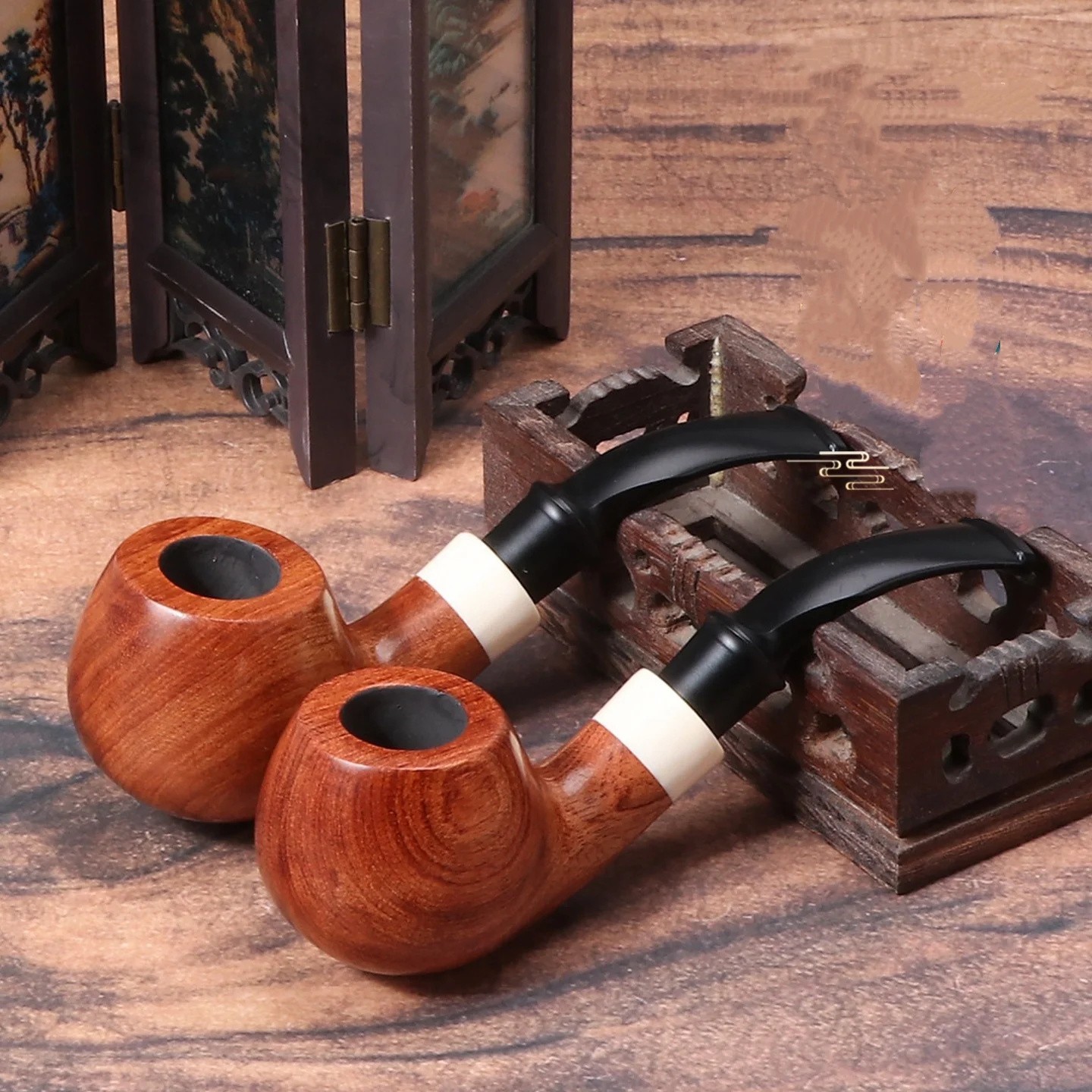 1pcs Solid Wood Tobacco Pipe Smoking Pipe Traditional Cigarette Pipe Accessories